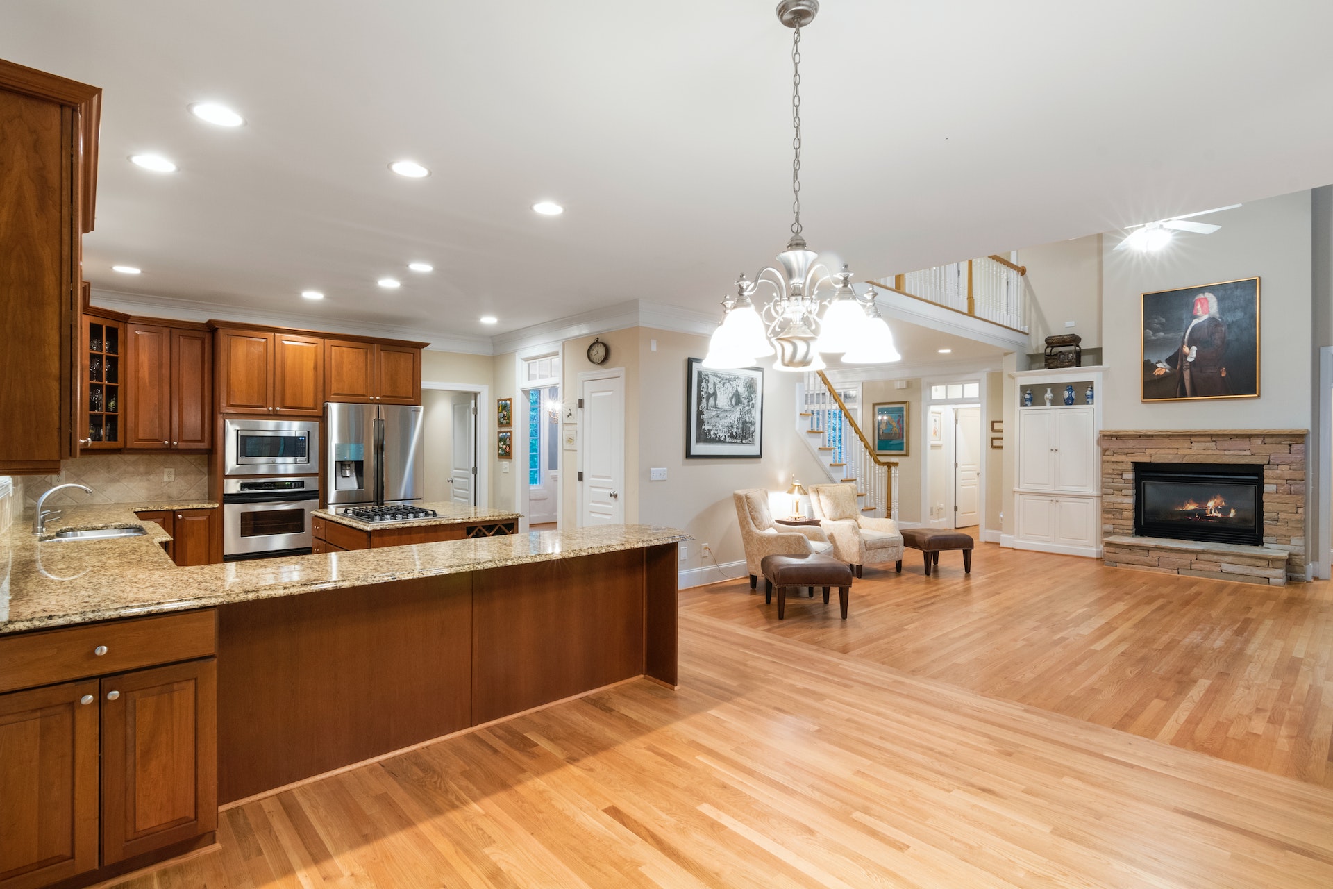 A beautifully furnished room showcasing the elegance and natural beauty of hardwood flooring.